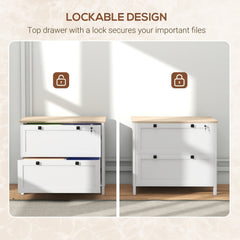 2 Drawer File Cabinet, Lockable Filing Cabinet with Adjustable Hanging Bar for Letter, A4 and Legal Size, Black