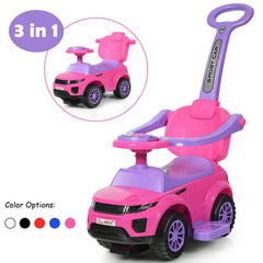 3 in 1 Ride on Push Car Toddler Stroller Sliding Car with Music-Pink