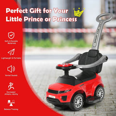 Honey Joy 3 in 1 Ride on Push Car Toddler Stroller Sliding Car with Music-Red