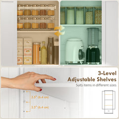 71" Pantry Cabinet, Kitchen Storage Cabinet with Adjustable Shelves, 2 Doors and Drawer for Dining Room, Black