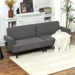 Modern Couch, 3 Seater Sofa, Corduroy Loveseat with Rubberwood Legs and Extra-Wide Seat, Grey