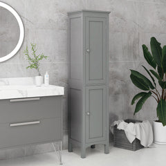 Tall Bathroom Cabinet, Freestanding Storage Organizer with Adjustable Shelves and Cupboards, 15" x 13" x 63", Black