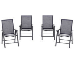 4-Piece Folding Chair Set for Relaxing on Patio Balcony Garden, Comfortable Outdoor Furniture with Armrests, Black