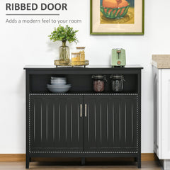 Sideboard Buffet Server Storage Cabinet Console Table with 2 Doors and Adjustable Shelves for Kitchen & Dining Room, Black