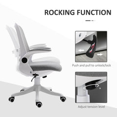 360° Swivel Office Chair Task Chair, Breathable Fabric Computer Chair with Flip-up Arms and Adjustable Height, Grey