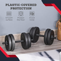 Adjustable 2 x 22lbs Weight Dumbbell Set for Weight Fitness Training Exercise Fitness Home Gym Equipment, Black (Pair)