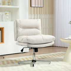 Armless Office Chair, Criss Cross Chair with Adjustable Height & Tilt Function for Home Office, Study, Grey