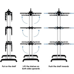 Foldable Clothes Drying Rack, 4-Tier Steel Laundry Rack for Drying Clothes with 2 Side Wings and 4 Castors, Indoor and Outdoor Use, Black