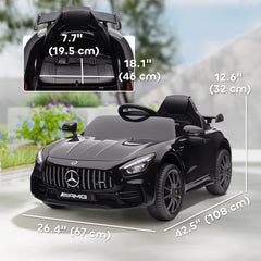 Mercedes-Benz AMG GTR Licensed 12V Battery Powered Kids Electric Car w/ Remote, Soft Start, Lights, Music Horn, Black