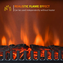 16" Freestanding Electric Fireplace Heater Fire Stove with Wood Burning Flame 750/1500W Black