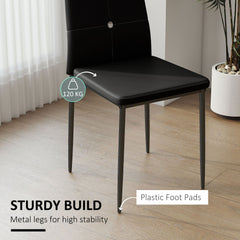 Set of 6 Button Tufted Back Side Chairs with Upholstered Seat, Steel Legs for Living Room, Kitchen, Bedroom, Black