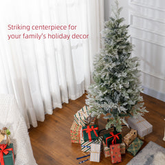 6 Feet Pencil Snow Flocked Artificial Christmas Tree with 517 Realistic Cypress Branches, Auto Open, Green