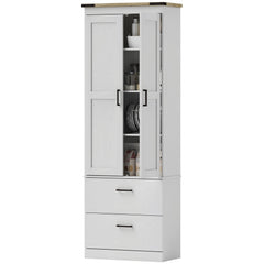 67" Tall Kitchen Pantry Storage Cabinet, Kitchen Pantry Cabinet with Doors, Drawers and Adjustable Shelves, Black