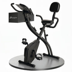 3 in 1 Folding Exercise Bike, Foldable Stationary Bike with 8-Level Magnetic Resistance, Adjustable Seat, Black