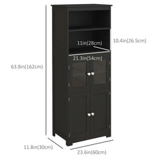 63" Small Buffet with Hutch, 4-Door Kitchen Pantry, Freestanding Storage Cabinet with Adjustable Shelf for Dining Room, Living Room, White