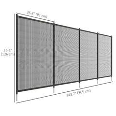 4-Panel Swimming Pool Fence, Aluminium Rustproof Pool Fencing, Overall Size 4' x 12', Black