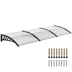 Window Awning Door Canopy, Polycarbonate Front Door Outdoor Patio Cover, Sun Shelter, Hollow Sheet for UV, Rain, Snow and Sunlight Protection, Brown, 40" x 80"