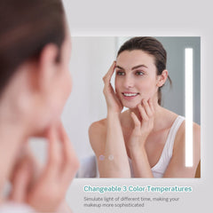 32 x 24 Inch Quadrate Wall Mirror with 3-Color Lights and, Anti-Fog Function