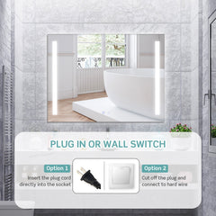 32 x 24 Inch Quadrate Wall Mirror with 3-Color Lights and, Anti-Fog Function