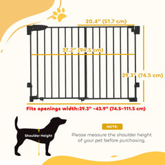 29"-44" Wide Dog Gate, 29" H, Pet Gate with Auto-Close, Single Hand Operation, Wall-Mounted, No-Threshold Design