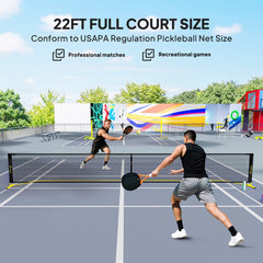 Portable Pickleball Net Set with 22FT Regulation Size Net, Carrying Bag for Indoor Outdoor Driveway, Yellow