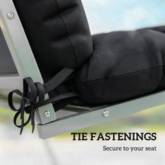 4-Piece Back and Seat Cushion Pillows Replacement and Pillows, Patio Chair Cushions Set with Ties, Black