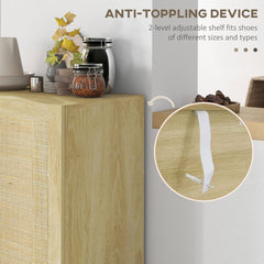 Boho Sideboard, Buffet Cabinet with Storage, Accent Cabinet with 2 Rattan Doors and Adjustable Shelves, Natural