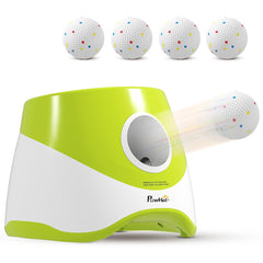 Automatic Dog Ball Launcher with 5 ETPU Balls 2.3", 3 Distance Settings 20ft, 33ft, 46ft, Green