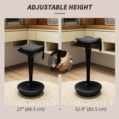 Swivel Standing Desk Chair, Adjustable Active Ergonomic Standing Stool, Backless Wobble Stool Chair, Black