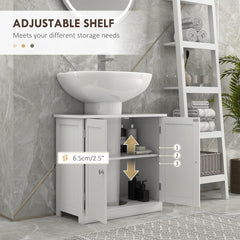 Bathroom Vanity, 24" Pedestal Sink Bathroom Vanity Furniture with 2 Doors and Shelf, White