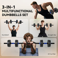 Adjustable Dumbbell Set, 3 in 1 Weights Dumbbells Set for Home Gym, 33lb Free Weights with Connector and Non-Slip Grip