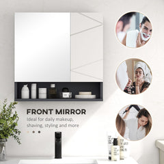 Medicine Cabinet, Wall Mounted Bathroom Mirror Cabinet with Mirrored Door, Adjustable Shelf and Soft Close Mechanism, Light Grey