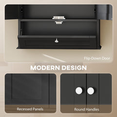 Medicine Cabinet with Adjustable Shelf, Bathroom Wall Cabinet Bathroom Cabinet with Recessed Panels, Black