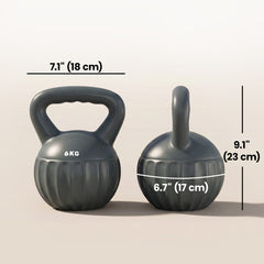 Kettlebell, 13 lbs Kettle Bell with Non-Slip Handle for Home Gym, Weight Lifting and Strength Training, Grey