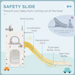 9 in 1 Toddler Slide with Basketball Hoop, Climber, Telescope, Tunnel, Steering Wheel, for 1-3 Years, Grey