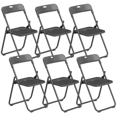 Folding Chairs 6 Pack, Plastic Foldable Chairs with Vent, Carry Hole and Steel Frame for Home, Office, Dining, Black