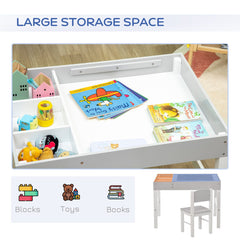 Lego Table with Storage for Kids, Multi-Usage Kids Table and Chair Set with Building Blocks Desktop, Grey