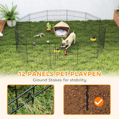 24inch Foldable Metal Exercise Pet Playpen Yard Dog Puppy Kennel Cage 12 Panels