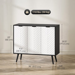Modern Sideboard and Buffet, Dining Room Cabinet with Adjustable Shelves and 3 Doors, Black