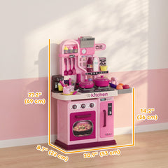Kids Play Kitchen with Lights, Sounds, 33 Accessories & Storage for Toddler 3-6 Years