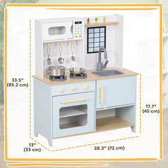 Pretend Play Kitchen, Kids Kitchen Playset with Stove Microwave Oven, Turning Knobs, Cooking Accessories