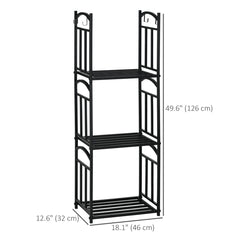 3-Tier Firewood Rack Heavy Duty Wood Storage Log Stacking Shelf with Hanging Hooks, Outdoor Indoor Use, Black
