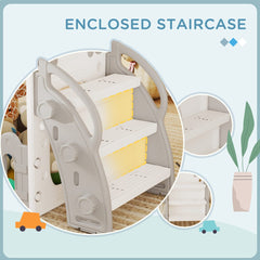 9 in 1 Toddler Slide with Basketball Hoop, Climber, Telescope, Tunnel, Steering Wheel, for 1-3 Years, Grey
