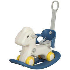 4 in 1 Kids Rocking Horse w/ Detachable Balance Board & Push Handel, Blue