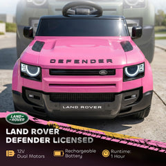 12V Ride on Car Licensed Land Rover with Remote, Suspension, Slow Start, 3 Speeds, Lights, Music, Horn for 3-5, Pink