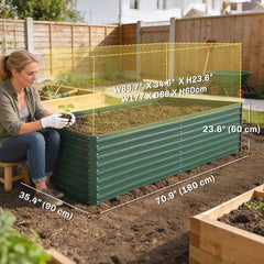 6' x 3' x 2' Raised Garden Bed, Set of 2 Galvanized Planter Box for Vegetables, Flowers, Herbs, Green