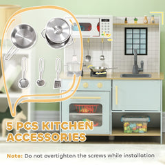 Pretend Play Kitchen, Kids Kitchen Playset with Stove Microwave Oven, Turning Knobs, Cooking Accessories