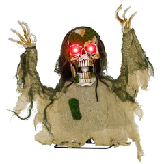 Halloween Animated Skeleton with Glowing LED Eyes, Animatronic Halloween Decorations, Battery Operated