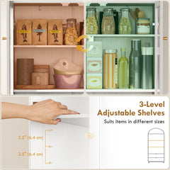 Arched Kitchen Pantry Cabinet, 71" Tall Farmhouse Kitchen Storage Cabinet with 2 Drawers, Acrylic Glass Doors, White