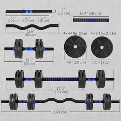 Adjustable Dumbbell Set, 3 in 1 Weights Dumbbells Set for Home Gym, 33lb Free Weights with Connector and Non-Slip Grip